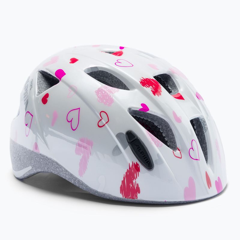 Kask rowerowy dziecięcy Alpina Ximo white hearts