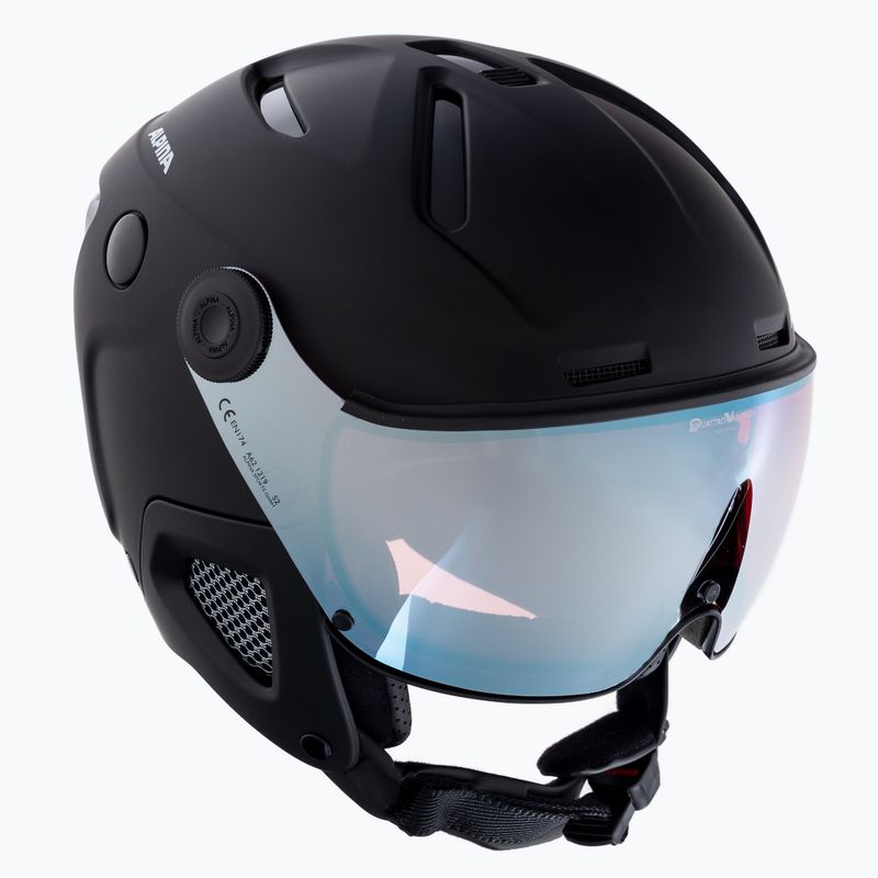 Kask narciarski Alpina Attelas Visor QVM black matt/silver