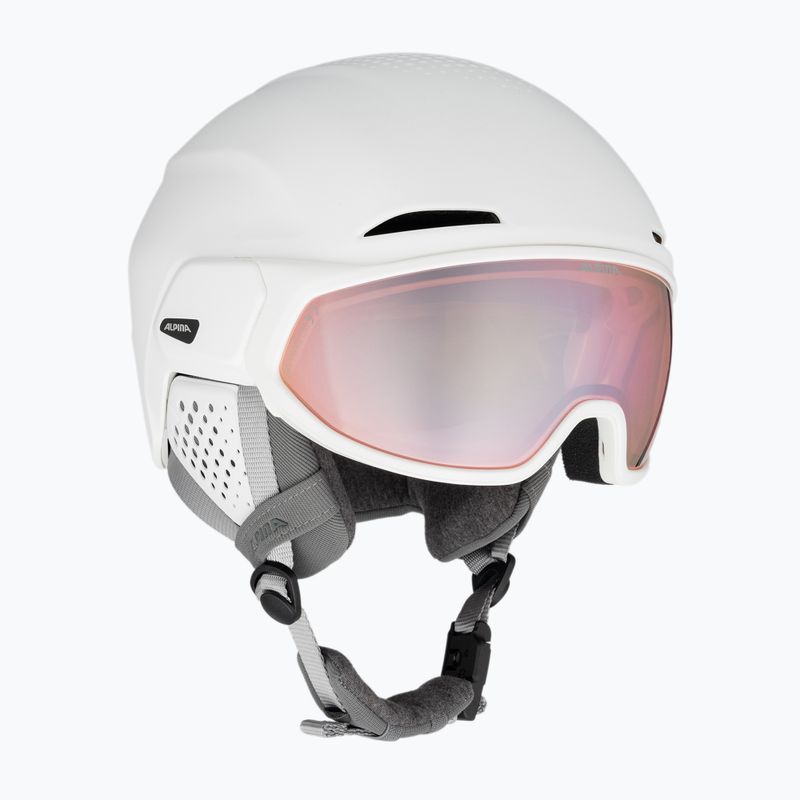 Kask narciarski Alpina Oro QV Mips white matt/water pink