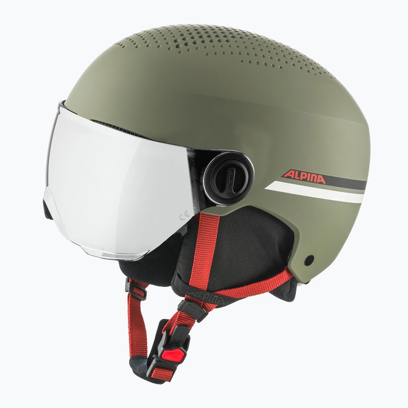 Kask narciarski dziecięcy Alpina Zupo Visor Q-Lite olive/ red matt