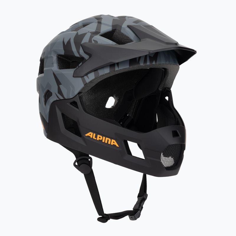 Kask rowerowy dziecięcy Alpina Rupi black camo/orange matt