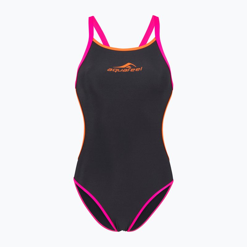 Strój pływacki jednoczęściowy damski aquaFeel Training V-Back gray/smoke