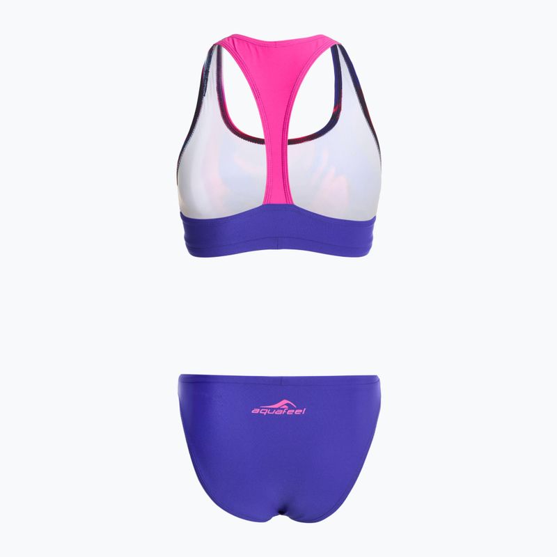 Strój pływacki dwuczęściowy damski aquaFeel Racerback blue pink flames 2
