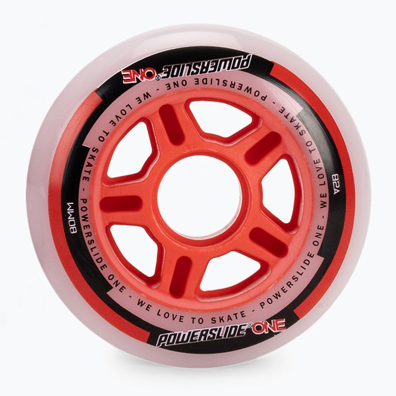 Kółka do rolek z łożyskami Powerslide PS One Spacer/Bearings 80 mm/82A 8 szt. red