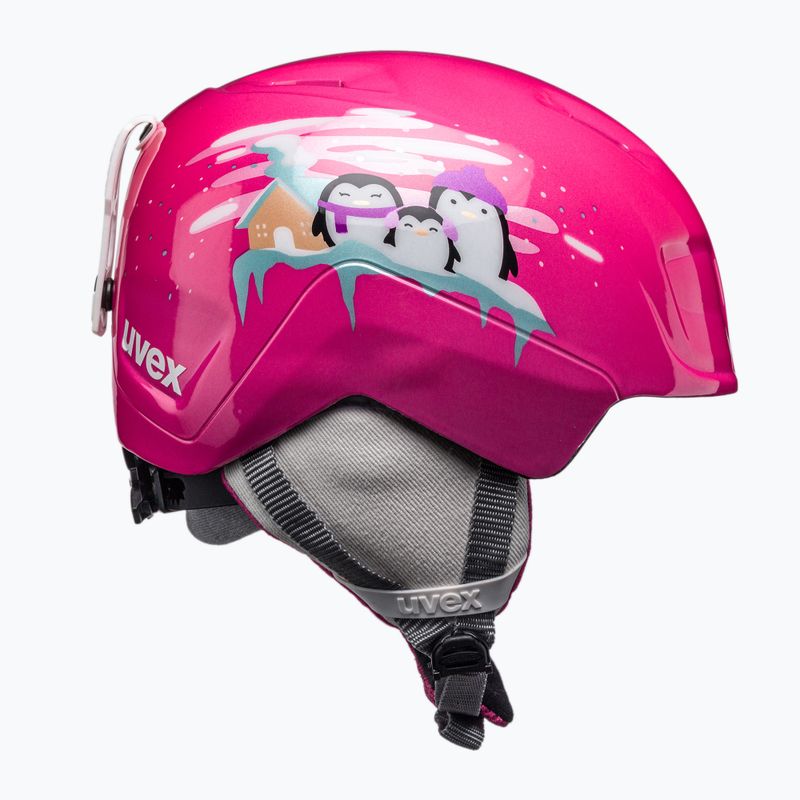 Kask narciarski dziecięcy UVEX Manic pink penguin 4