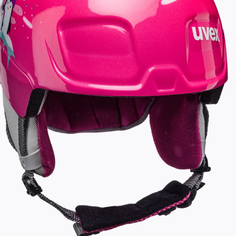 Kask narciarski dziecięcy UVEX Manic pink penguin 6