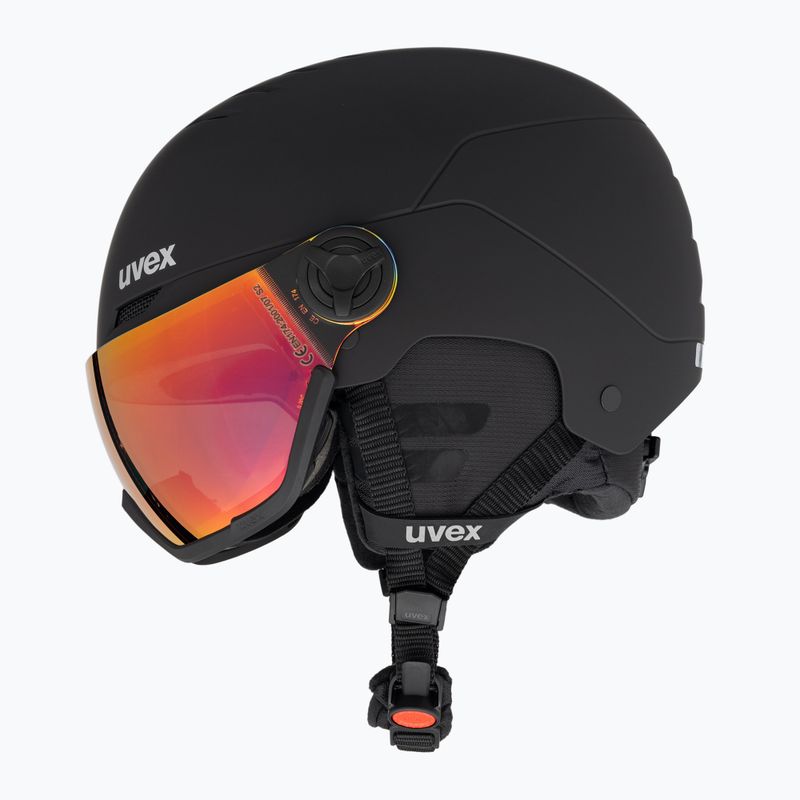 Kask narciarski UVEX Wanted Visor black matt/mirror red smoke 4