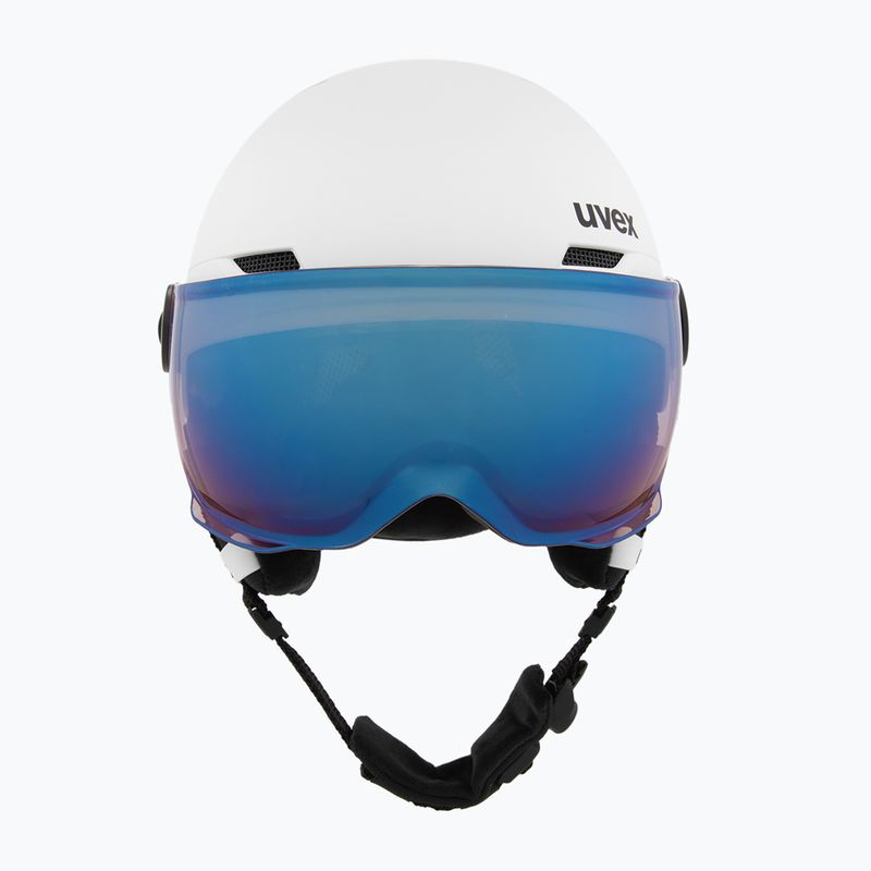 Kask narciarski dziecięcy UVEX Rocket Visor Jr white/black matt/mirror blue/smoke 2