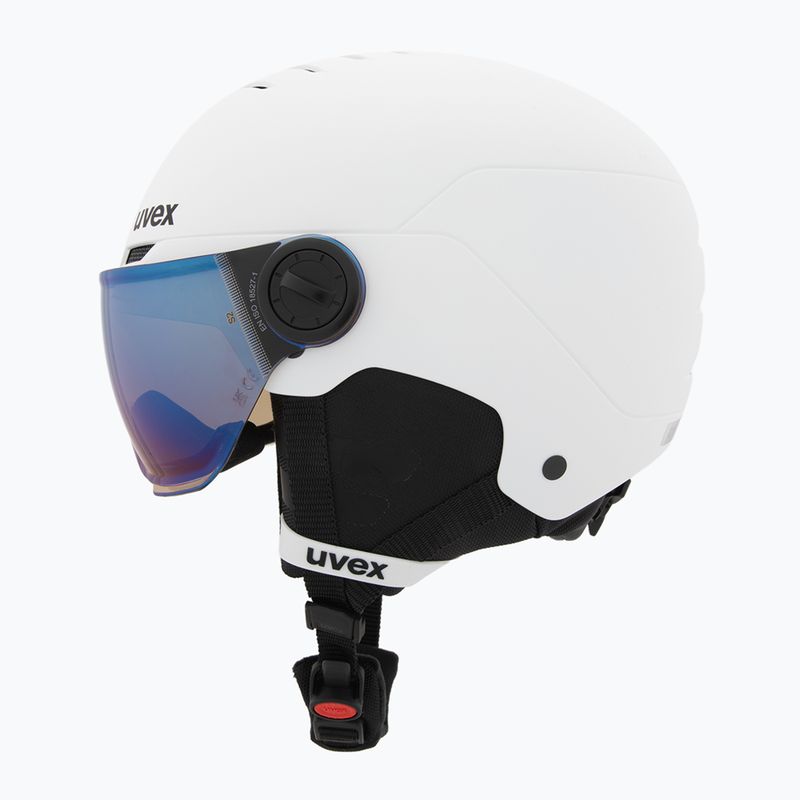 Kask narciarski dziecięcy UVEX Rocket Visor Jr white/black matt/mirror blue/smoke 3
