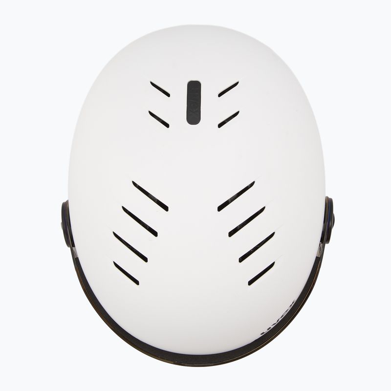 Kask narciarski dziecięcy UVEX Rocket Visor Jr white/black matt/mirror blue/smoke 6