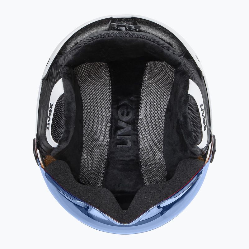 Kask narciarski dziecięcy UVEX Rocket Visor Jr white/black matt/mirror blue/smoke 4