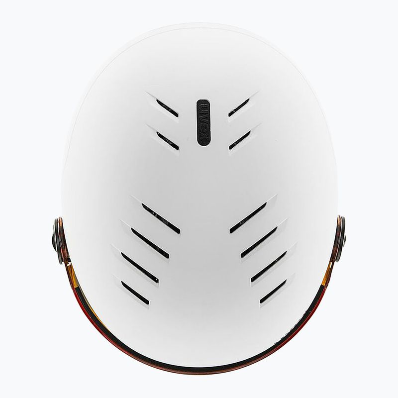 Kask narciarski dziecięcy UVEX Rocket Visor Jr white/black matt/mirror blue/smoke 5