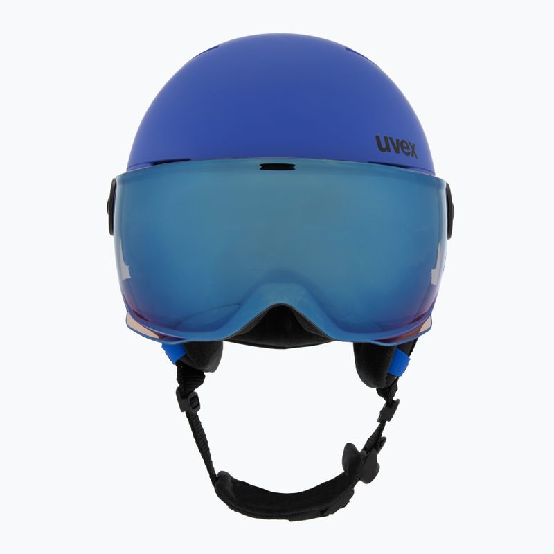 Kask narciarski dziecięcy UVEX Rocket Visor Jr blue matt/mirror blue/smoke 2