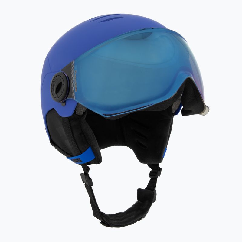 Kask narciarski dziecięcy UVEX Rocket Visor Jr blue matt/mirror blue/smoke 9