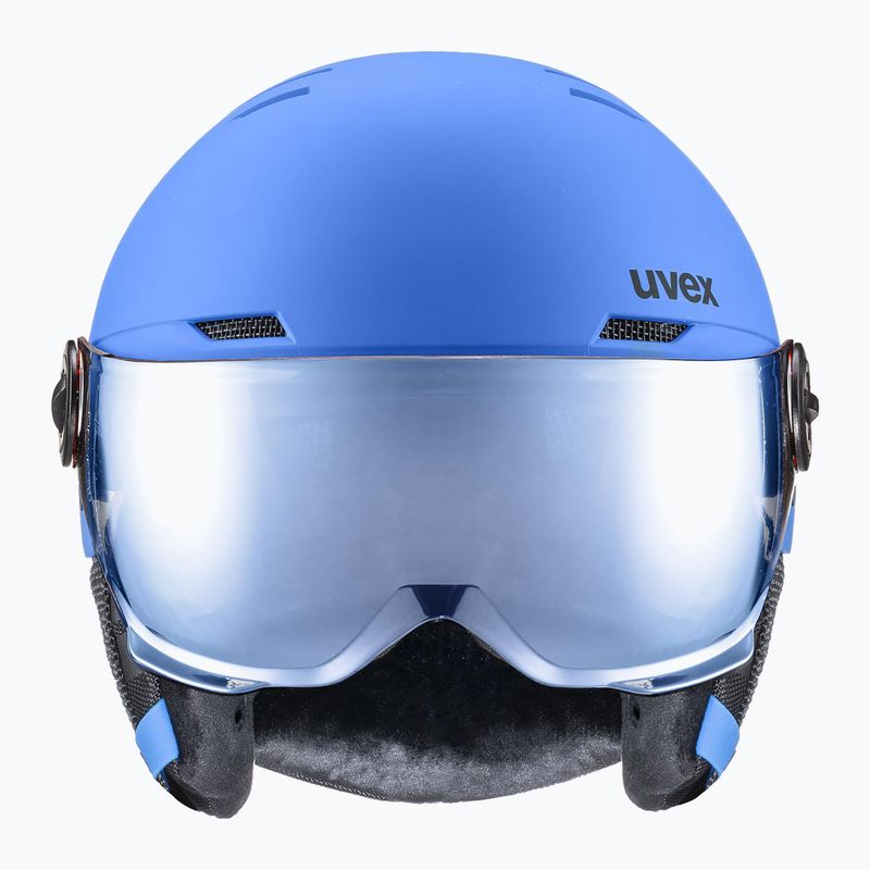 Kask narciarski dziecięcy UVEX Rocket Visor Jr blue matt/mirror blue/smoke