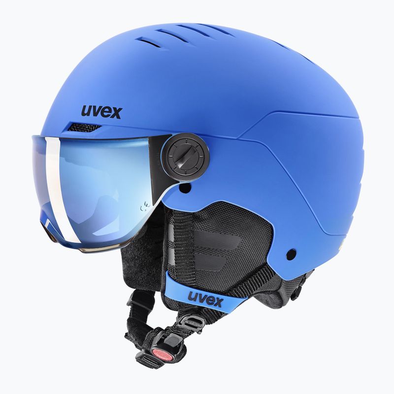 Kask narciarski dziecięcy UVEX Rocket Visor Jr blue matt/mirror blue/smoke 3