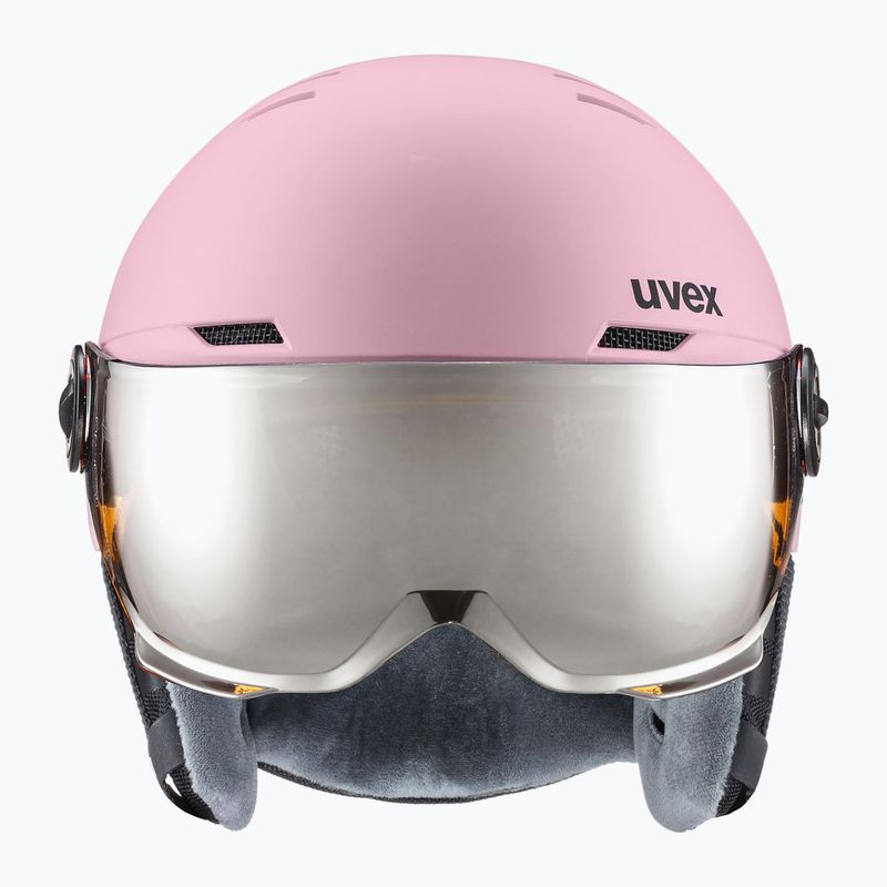 Kask narciarski dziecięcy UVEX Rocket Visor Jr pink confetti matt/mirror silver/lasergold lite 2