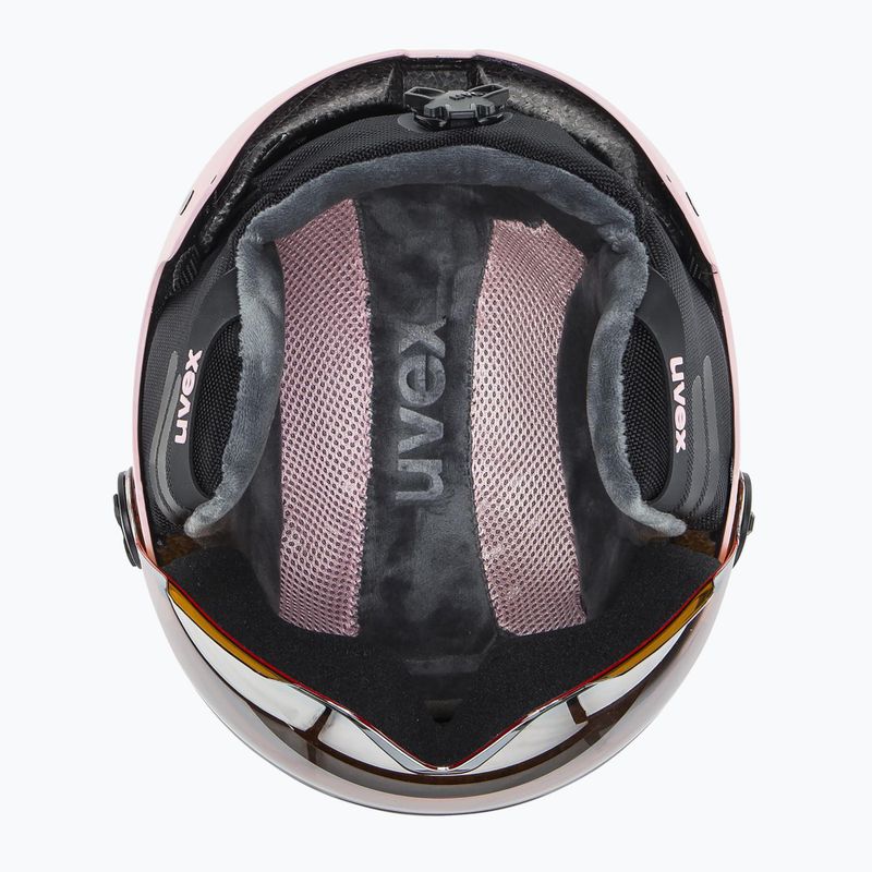 Kask narciarski dziecięcy UVEX Rocket Visor Jr pink confetti matt/mirror silver/lasergold lite 5