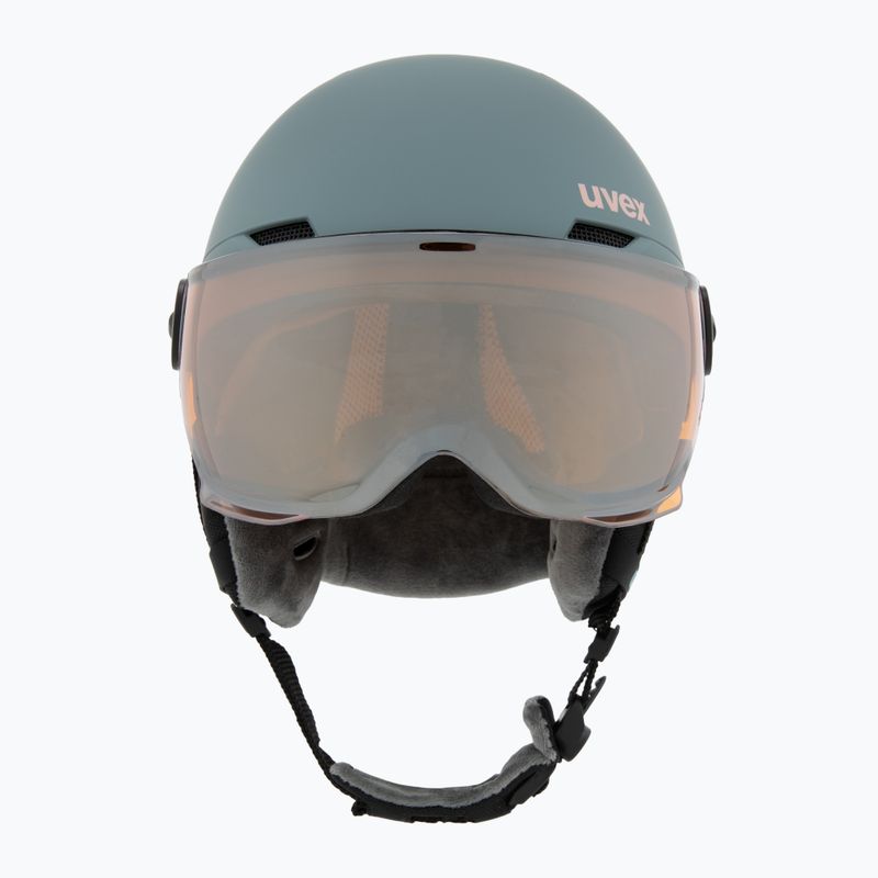 Kask narciarski dziecięcy UVEX Rocket Visor Jr rhino/blush matt/mirror silver/lasergold lite 2