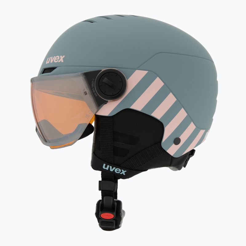 Kask narciarski dziecięcy UVEX Rocket Visor Jr rhino/blush matt/mirror silver/lasergold lite 3