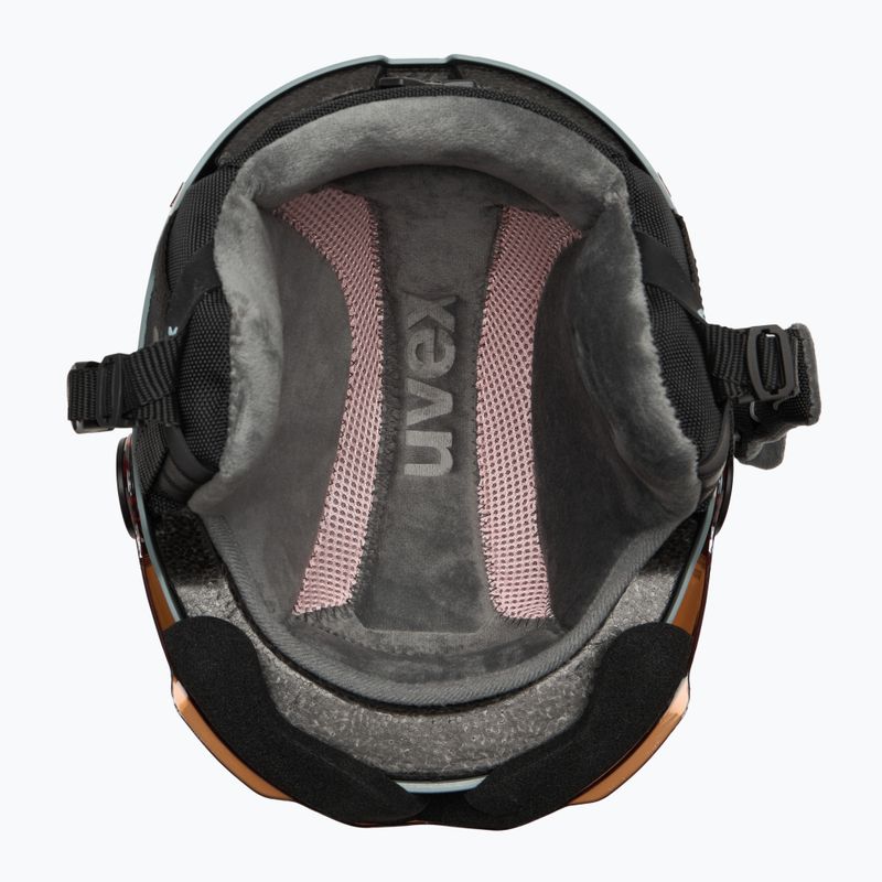 Kask narciarski dziecięcy UVEX Rocket Visor Jr rhino/blush matt/mirror silver/lasergold lite 5