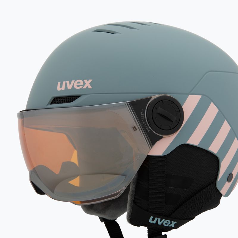 Kask narciarski dziecięcy UVEX Rocket Visor Jr rhino/blush matt/mirror silver/lasergold lite 7