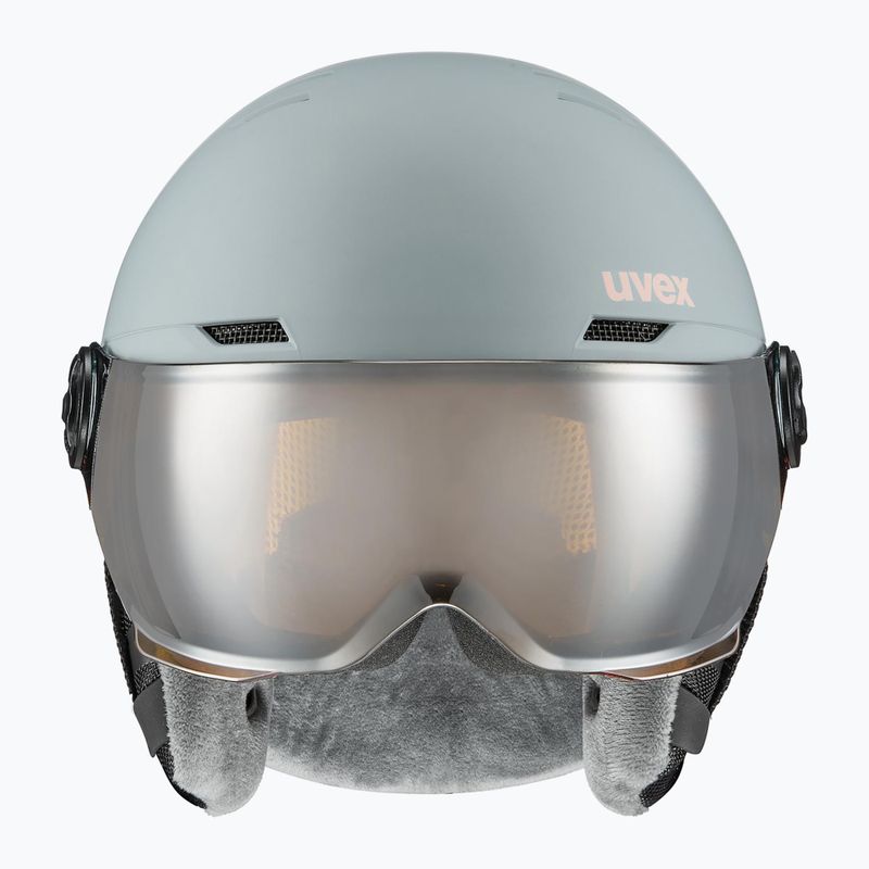 Kask narciarski dziecięcy UVEX Rocket Visor Jr rhino/blush matt/mirror silver/lasergold lite 2