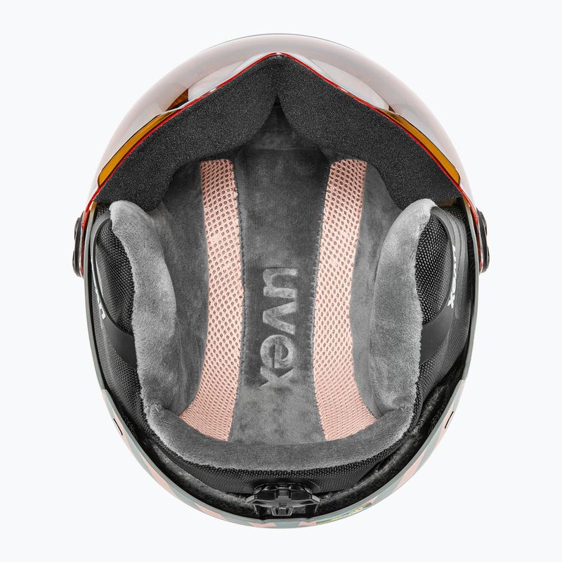 Kask narciarski dziecięcy UVEX Rocket Visor Jr rhino/blush matt/mirror silver/lasergold lite 4