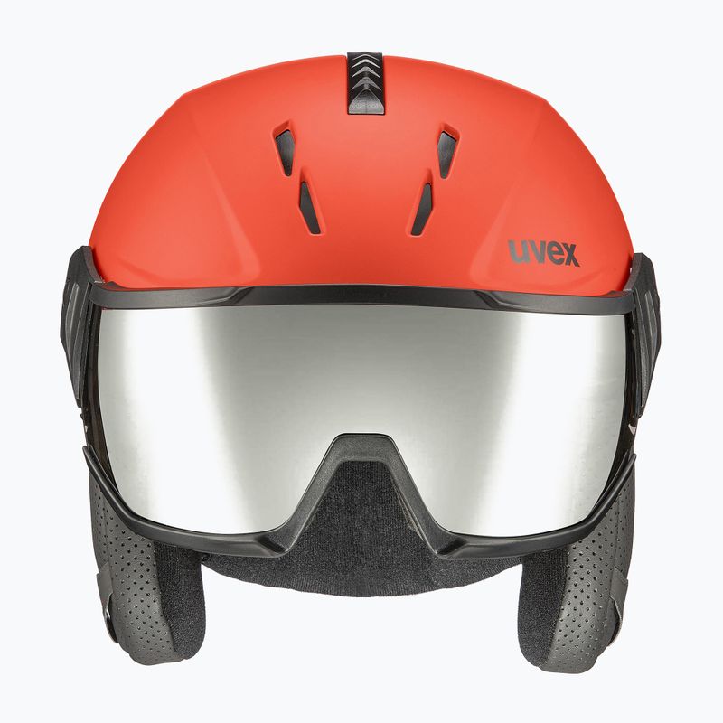 Kask narciarski UVEX Instinct Visor fierce red/black matt/mirror silver/smoke 10