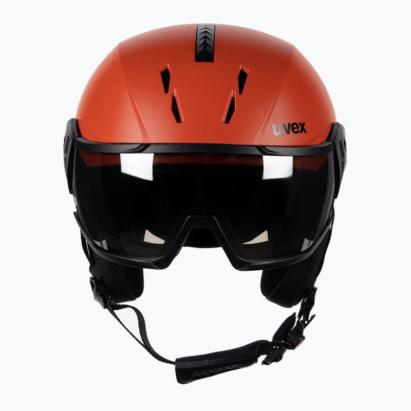 Kask narciarski UVEX Instinct Visor fierce red/black matt/mirror silver/smoke 2