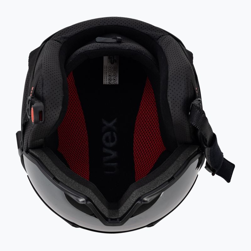 Kask narciarski UVEX Instinct Visor fierce red/black matt/mirror silver/smoke 5