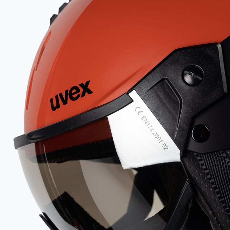 Kask narciarski UVEX Instinct Visor fierce red/black matt/mirror silver/smoke 6