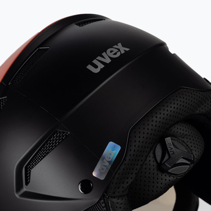 Kask narciarski UVEX Instinct Visor fierce red/black matt/mirror silver/smoke 7
