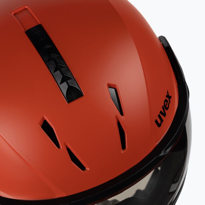 Kask narciarski UVEX Instinct Visor fierce red/black matt/mirror silver/smoke 8
