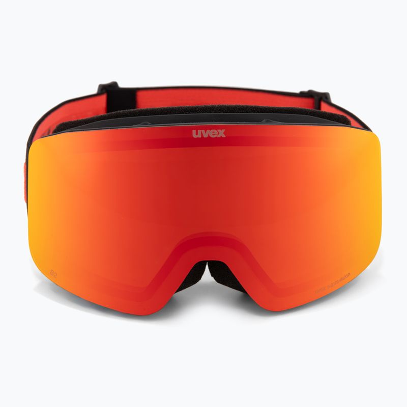 Gogle narciarskie dziecięce UVEX Pwdr FM black matt/mirror red orange clear 2