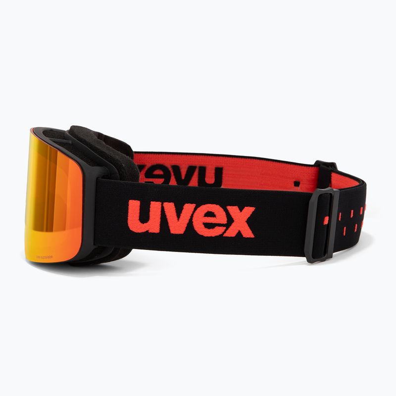 Gogle narciarskie dziecięce UVEX Pwdr FM black matt/mirror red orange clear 4