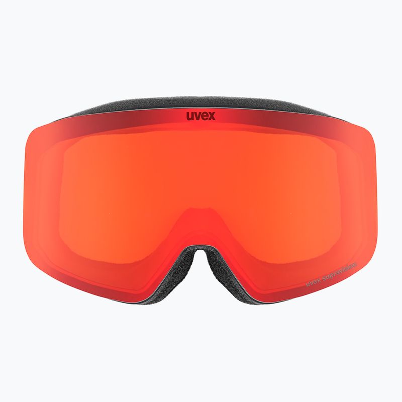Gogle narciarskie dziecięce UVEX Pwdr FM black matt/mirror red orange clear 2