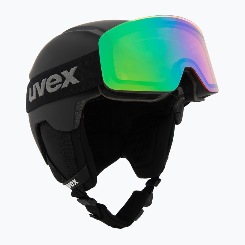 Kask narciarski dziecięcy UVEX Viti Set + gogle Speedy Pro black matt/mirror green/yellow/clear 10