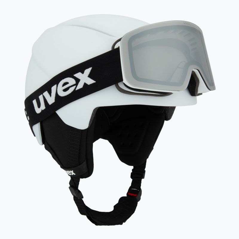 Kask narciarski dziecięcy UVEX Viti Set + gogle Speedy Pro white matt/mirror silver/green/clear 9