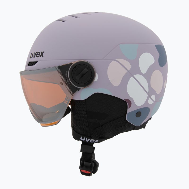 Kask narciarski dziecięcy UVEX Rocket Visor Jr cool lavender abstract matt/mirrorsilver/lasergold 3