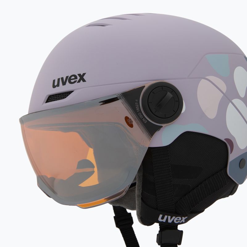 Kask narciarski dziecięcy UVEX Rocket Visor Jr cool lavender abstract matt/mirrorsilver/lasergold 7