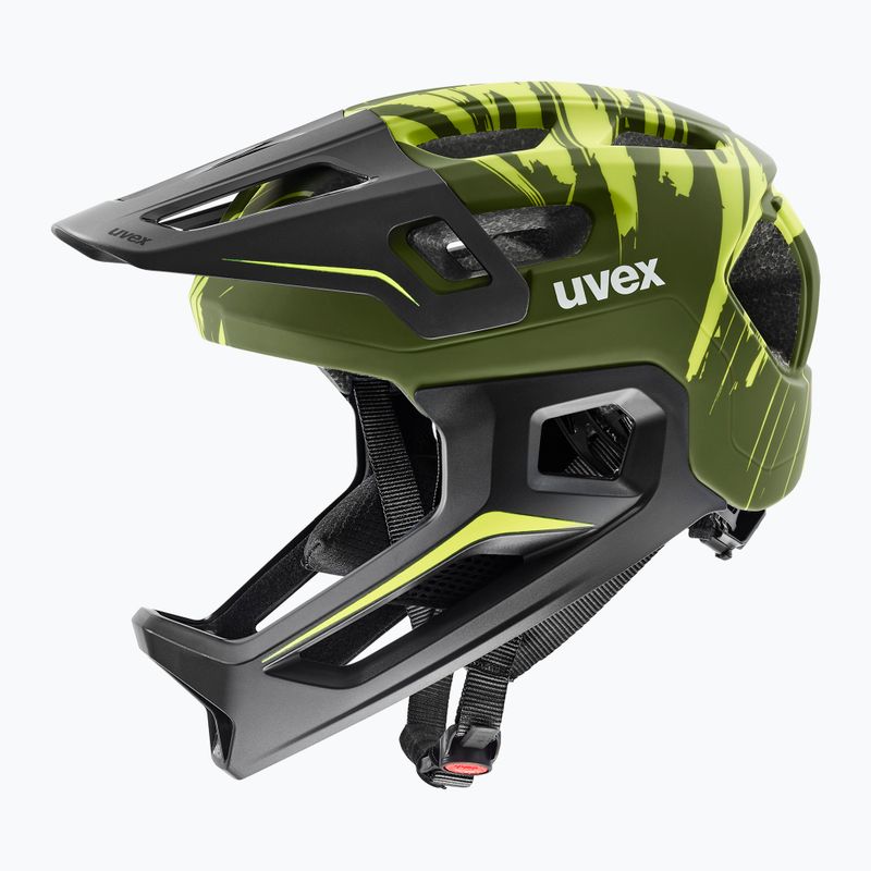 Kask rowerowy dziecięcy UVEX React Fullface Jr dark olive matt