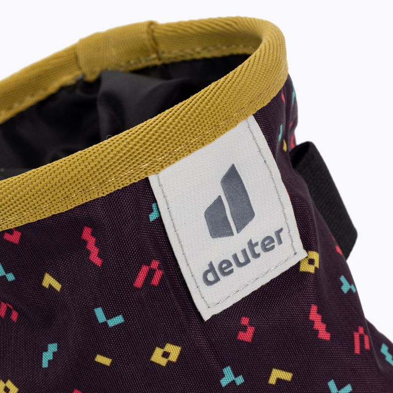 Woreczek na magnezję deuter Gravity Chalk Bag I aubergine blocks/ turmeric 3