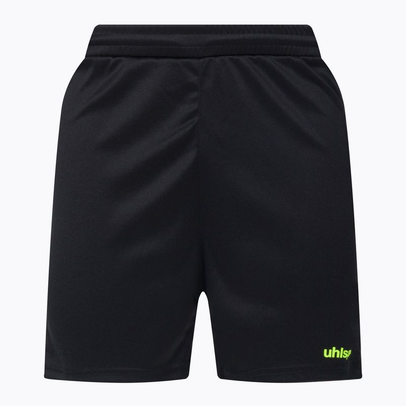 Spodenki piłkarskie dziecięce uhlsport Center Basic czarne/neonowe żółte