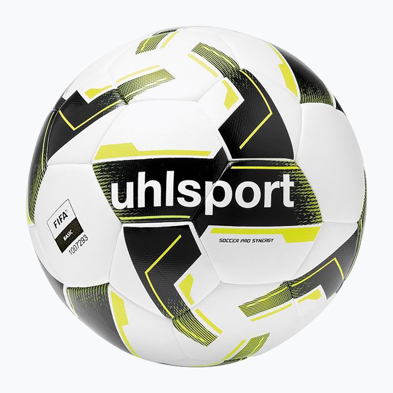 Piłka do piłki nożnej uhlsport Soccer Pro Synergy white/black/fluo yellow rozmiar 5 4