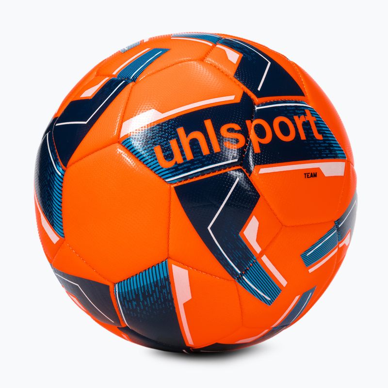 Piłka do piłki nożnej uhlsport Team Classic neonowa pomarańczowa/granatowa rozmiar 5 2