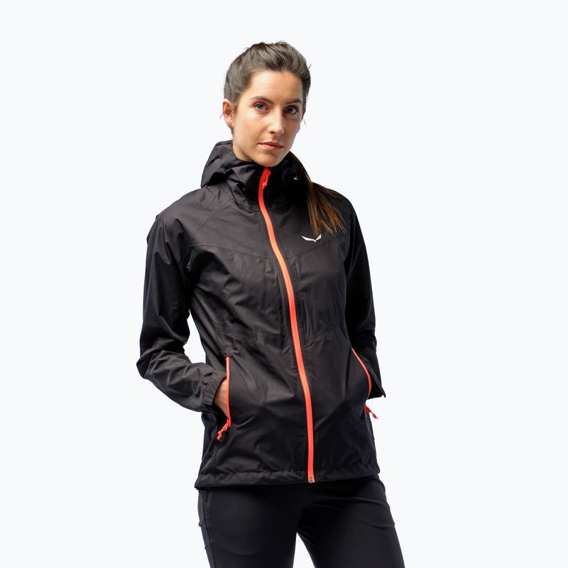 Kurtka przeciwdeszczowa damska Salewa Puez Aqua 3 PTX black out/fluo coral