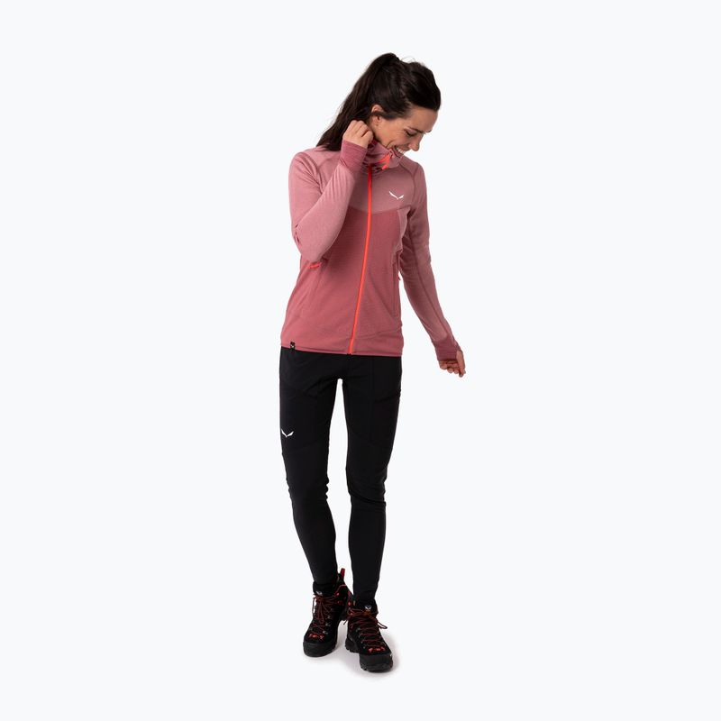 Bluza trekkingowa damska Salewa Puez Hybrid PL FZ Hoody mauvemood melange/fluo coral
