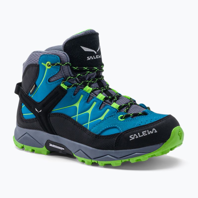 Buty trekkingowe dziecięce Salewa Alp Trainer Mid GTX blue danube/fluo green