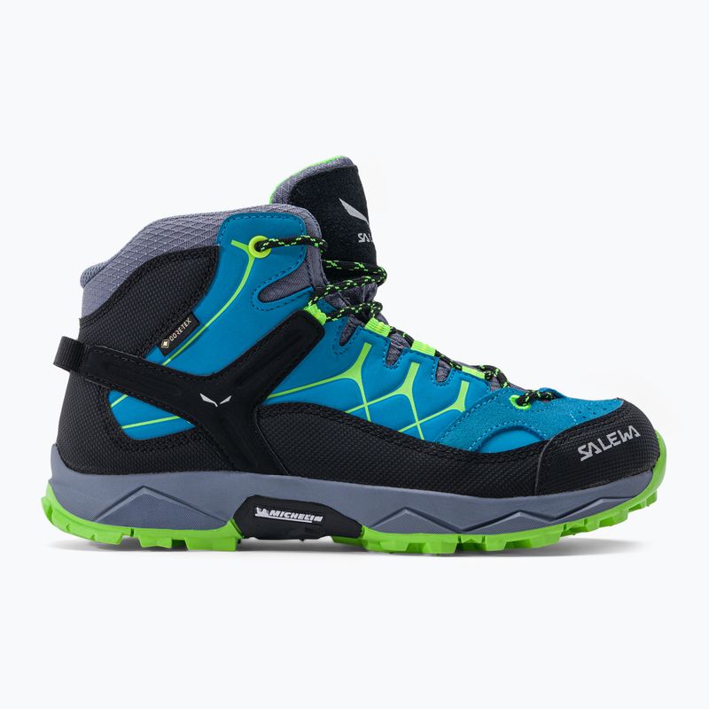 Buty trekkingowe dziecięce Salewa Alp Trainer Mid GTX blue danube/fluo green 2